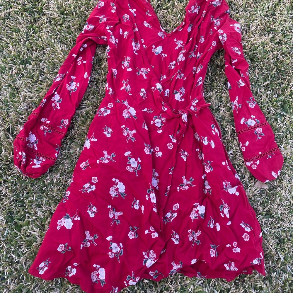 Hollister red floral dress